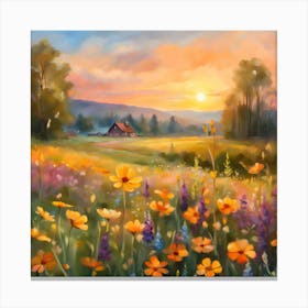 Sunset In The Meadow 1 Canvas Print