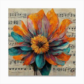 Flower On Music Sheet Canvas Print