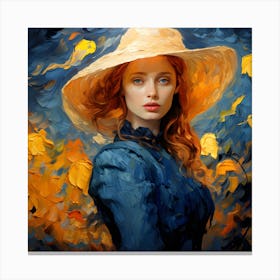 Girl In A Hat 2 Canvas Print