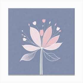A White And Pink Flower In Minimalist Style Square Composition 73 Canvas Print