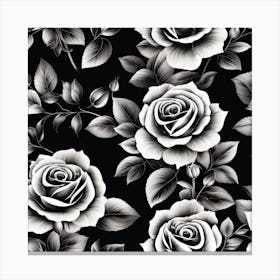 Black And White Roses 3 Canvas Print