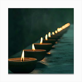 Lit Candles On A Table 1 Canvas Print