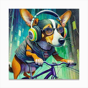 Dog On A Bike Canvas Print