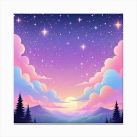 Sky With Twinkling Stars In Pastel Colors Square Composition 81 Canvas Print