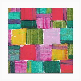 Squares abstract art acrylic painting palette knife hotel office living room modern contemporary Canvas Print