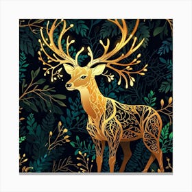 Deer In The Forest Art Print 2 Canvas Print