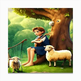 Shepherd And The Sheep 1 Canvas Print