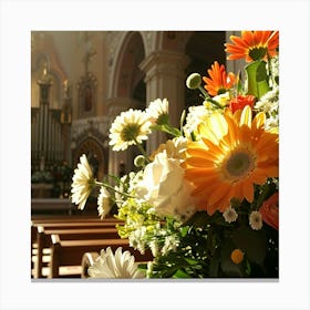 Flowers In Church Canvas Print