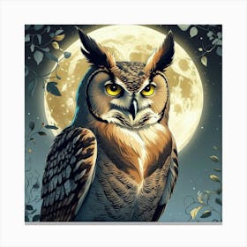 Leonardo Phoenix 10 A Mystical Great Horned Owl Illustration S 2 Canvas Print