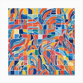Swirls Art Deco Tiles - Ocean Art Print Canvas Print