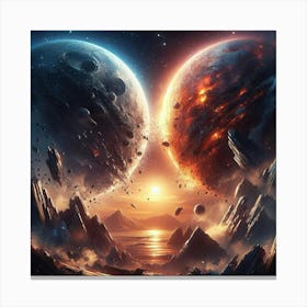 Two Planets In Space 1 Canvas Print