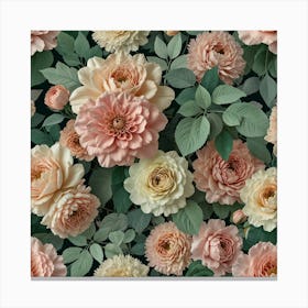 Pink Roses Seamless Pattern Canvas Print