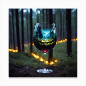 Wine Glass In The Forest Canvas Print