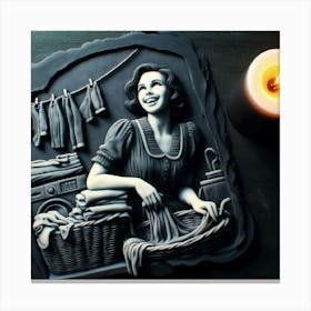 Woman Washing Clothes Canvas Print