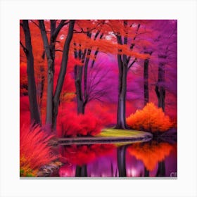 Autumn Trees In A Pond Canvas Print