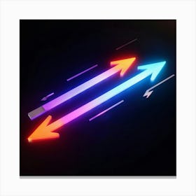 Abstract Navigation Arrows Glowing Neon Colors Against A Dark Gradient Background Suggested Moveme Canvas Print