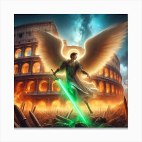 Angel at a burning colosseum (Male) Canvas Print