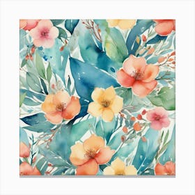 Watercolor Floral Pattern 1 Canvas Print