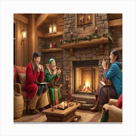 Christmas In The Cabin Canvas Print