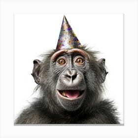 Chimpanzee In Party Hat Canvas Print