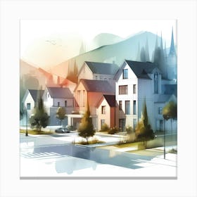 Watercolor Of A City 2 Canvas Print