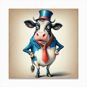 Cow In A Suit 9 Canvas Print