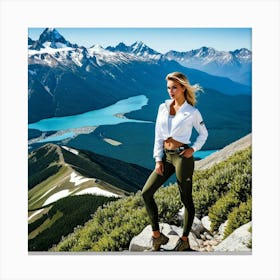 Woman On Top Of A Mountain 6 Canvas Print