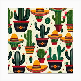 Mexican Cactus Pattern 10 Canvas Print