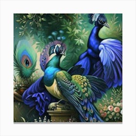 Peacock In The Garden Canvas Print