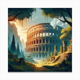 Colosseum In An Enchanted Forest Canvas Print