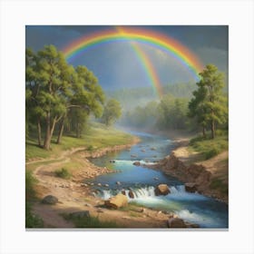 Rainbow Over The River Art Print 2 Canvas Print