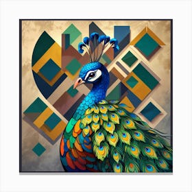 Cubism Art, Peacock Canvas Print