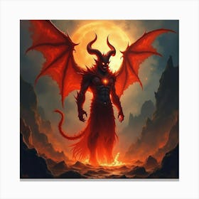 Demon Soul In A Watercolor Fiery Abyss With Swirling Darkness 1 Canvas Print