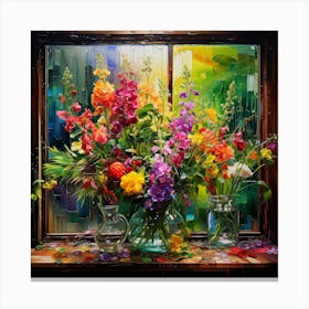 Flowers In The Window Canvas Print