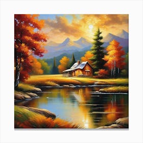 Cabin By The River Canvas Print