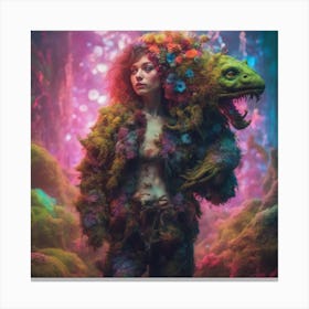 Botanical Beauty and the Monster Beast 3 Canvas Print