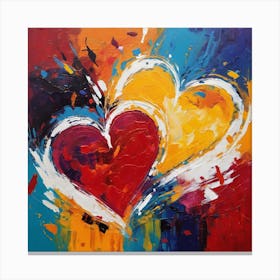Abstract Two Love Hearts Canvas Print