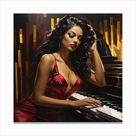Sexy Woman At The Piano Canvas Print