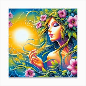 Woman With Flowers In Her Hair 1 Canvas Print