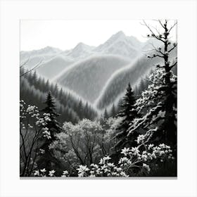 Black And White Mountain Landscape 1 Canvas Print