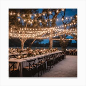 Wedding Reception With String Lights Canvas Print