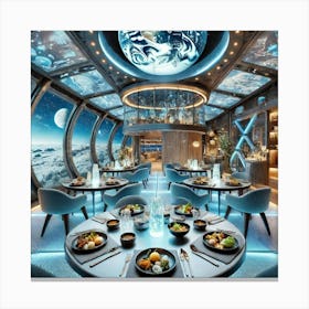 A Futuristic Korean Swiss Fusion Restaurant Named Satellite Fusion 1024x1024 Canvas Print