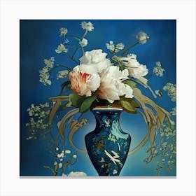 Peonies In A Vase Canvas Print