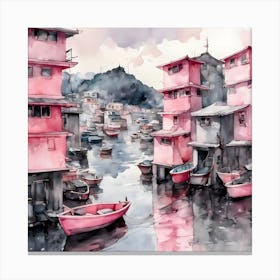 Pink Houses In Hong Kong Canvas Print