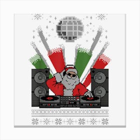 Funny Christmas Dj Santa Club Music Ugly Christmas Sweater Canvas Print