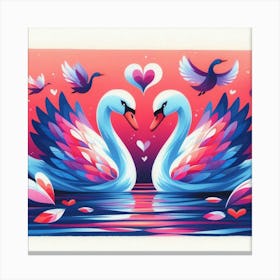 Pair of swan with love 3 Canvas Print