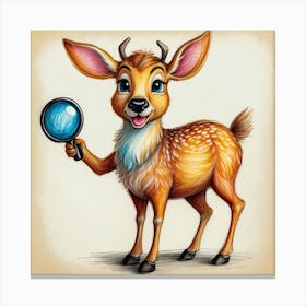 Cute Deer With Magnifying Glass Canvas Print