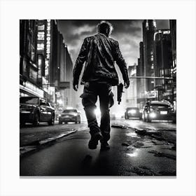 Man Walking Down The Street Canvas Print