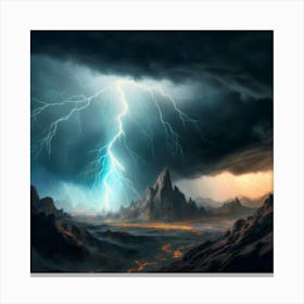 Impressive Lightning Strikes In A Strong Storm 19 Canvas Print