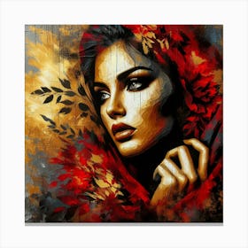 Red Hooded Woman Canvas Print